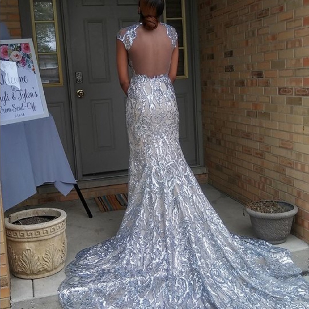 Custom Prom Dress. Silver/Sparkly.